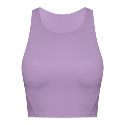 Spring Summer Pull High round Tie Chest Pad Yoga Vest Nude Feel Tight High Elastic Sports Fitness Top Women - Wanita Store