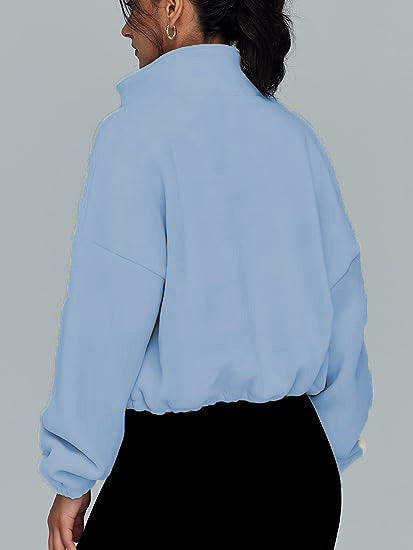 Women Clothing Polar Fleece Sports Jacket Velvet Stand Collar Zipper Jacket - Wanita Store