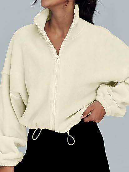 Women Clothing Polar Fleece Sports Jacket Velvet Stand Collar Zipper Jacket - Wanita Store