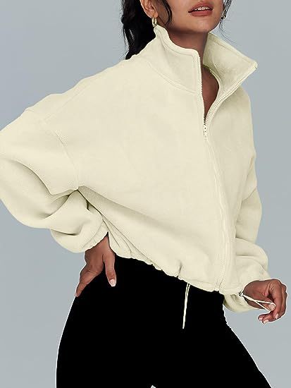 Women Clothing Polar Fleece Sports Jacket Velvet Stand Collar Zipper Jacket - Wanita Store