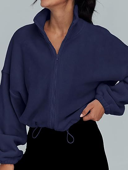 Women Clothing Polar Fleece Sports Jacket Velvet Stand Collar Zipper Jacket - Wanita Store