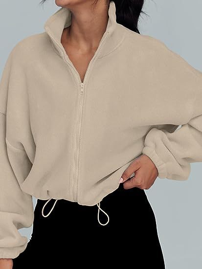 Women Clothing Polar Fleece Sports Jacket Velvet Stand Collar Zipper Jacket - Wanita Store