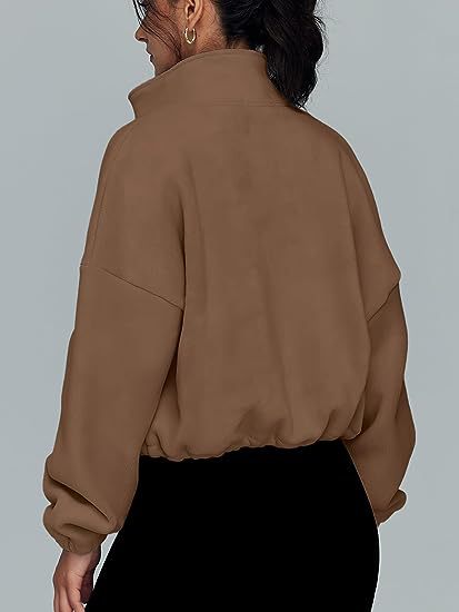 Women Clothing Polar Fleece Sports Jacket Velvet Stand Collar Zipper Jacket - Wanita Store