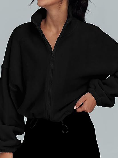 Women Clothing Polar Fleece Sports Jacket Velvet Stand Collar Zipper Jacket - Wanita Store