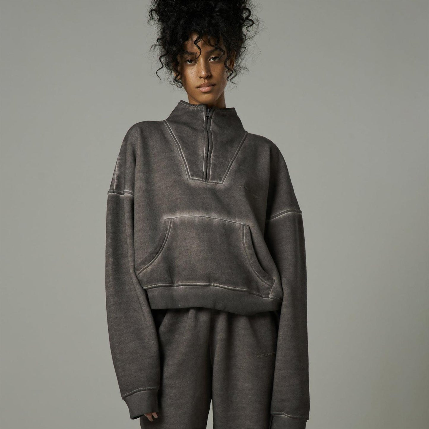 Hoodie Trendy Brand for Women Lazy Feeling Loose Street Distressed Half Zipper Coat for Women Autumn Winter