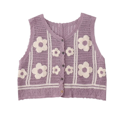 Autumn Fashionable Cardigan Chessboard Plaid V neck Knitted Thin Vest Vest Coat Women - Wanita Store
