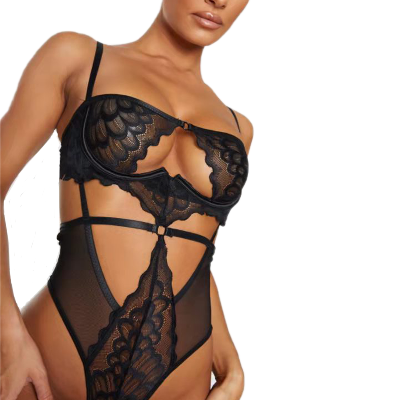 One Piece Sexy Lingerie Women Seduction Lace Underwear Hollow Out Cutout out See Through Tight Jumpsuit Body