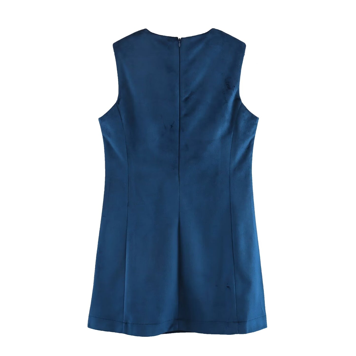 Early Spring Women Clothing Round Neck Sleeveless Elegant Velvet Dress