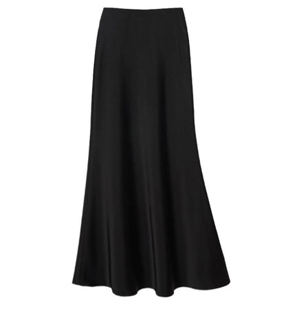 High Waist Slimming Mid Length Satin Acetate Silky Skirt Spring Summer Sheath Fishtail A Line Long Skirt - Wanita Store