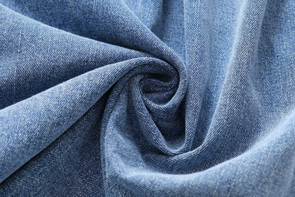 Women Clothing French Casual Pleated Washed Denim Dress Chic - Wanita Store