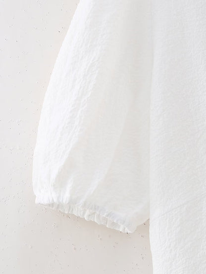 Summer Hollow Out Cutout Embroidered Mid Length Ruffled Dress White Ruffled Women - Wanita Store