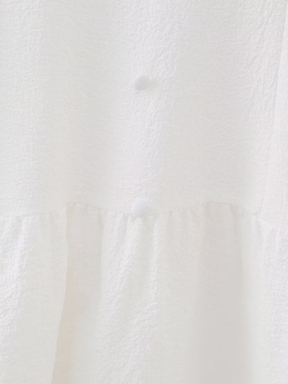Summer Hollow Out Cutout Embroidered Mid Length Ruffled Dress White Ruffled Women - Wanita Store