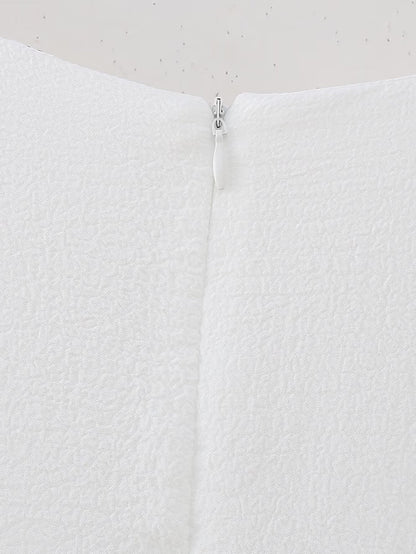 Summer Hollow Out Cutout Embroidered Mid Length Ruffled Dress White Ruffled Women - Wanita Store