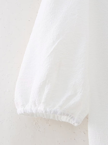 Summer Hollow Out Cutout Embroidered Mid Length Ruffled Dress White Ruffled Women - Wanita Store