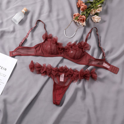 Ensemble de lingerie sexy, soutien-gorge sexy en tulle avec nœud