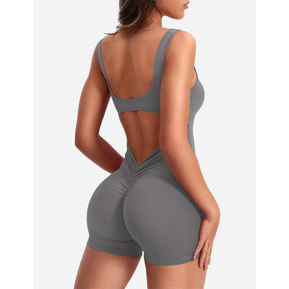 Spring Summer Women Clothing Shoulder Strap Backless Slim Fit Hip Lifting Yoga Jumpsuit - Wanita Store