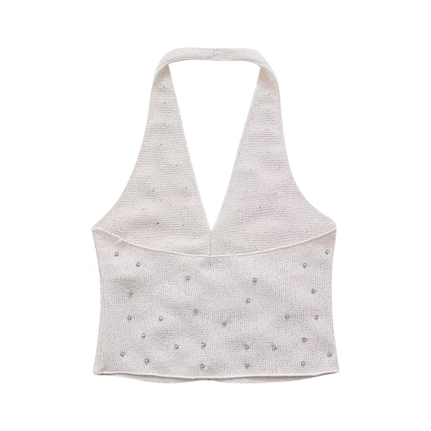 Spring Women Clothing Jewelry Inlaid Collar Top Shorts Suit - Wanita Store