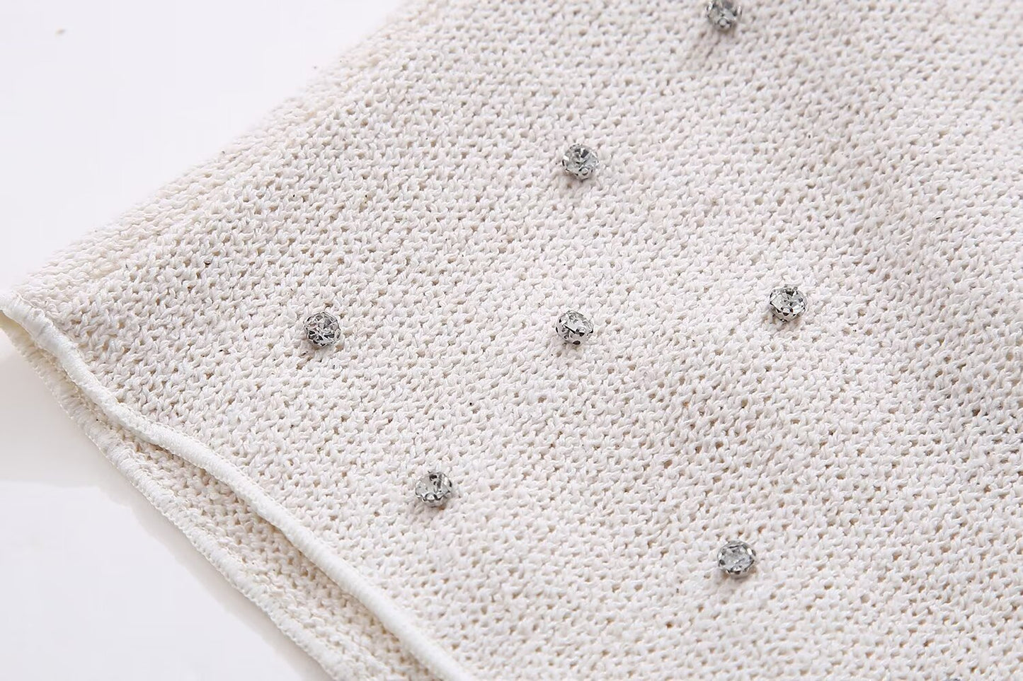 Spring Women Clothing Jewelry Inlaid Collar Top Shorts Suit - Wanita Store
