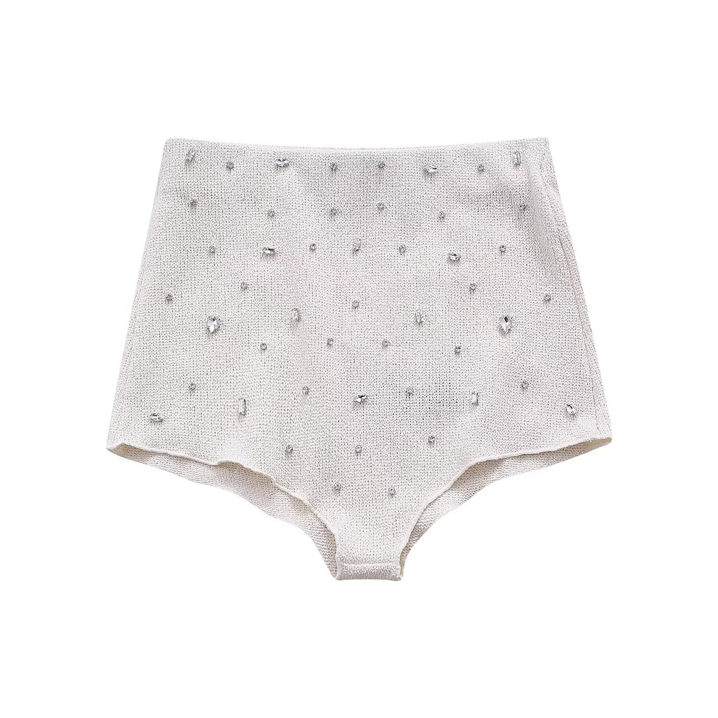 Spring Women Clothing Jewelry Inlaid Collar Top Shorts Suit - Wanita Store