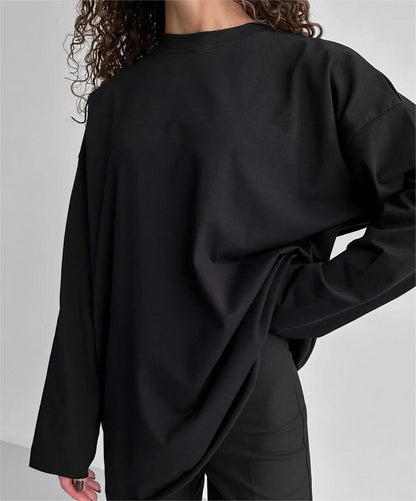 Spring Autumn Cotton Long Sleeved T Shirt Women Hand Worn Loose Top - Wanita Store