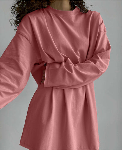 Spring Autumn Cotton Long Sleeved T Shirt Women Hand Worn Loose Top - Wanita Store