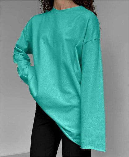 Spring Autumn Cotton Long Sleeved T Shirt Women Hand Worn Loose Top - Wanita Store