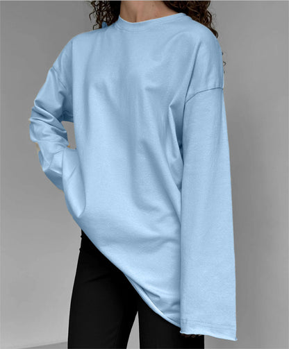 Spring Autumn Cotton Long Sleeved T Shirt Women Hand Worn Loose Top - Wanita Store