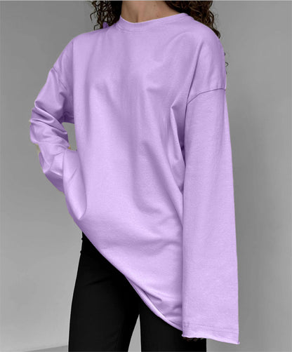 Spring Autumn Cotton Long Sleeved T Shirt Women Hand Worn Loose Top - Wanita Store