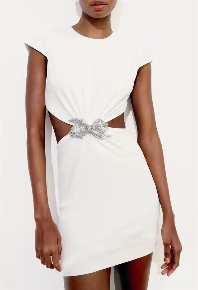 Women Jewelry Bowknot Decoration Backless Dress - Wanita Store