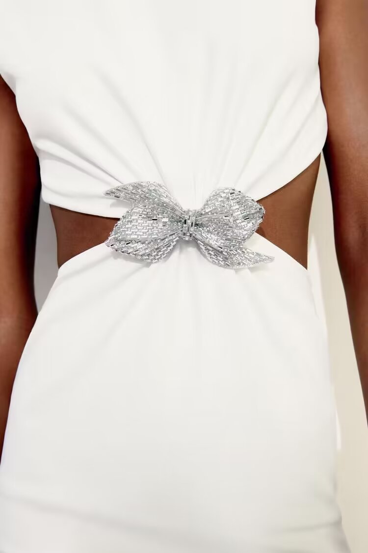 Women Jewelry Bowknot Decoration Backless Dress - Wanita Store