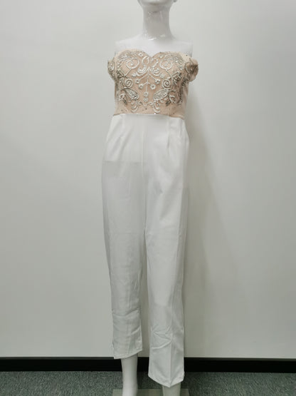 Autumn Women Bandeau Sexy Sleeveless Trousers Jumpsuit - Wanita Store