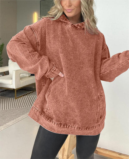 Women Clothing Loose Hooded Pullover Denim Hoodie - Wanita Store