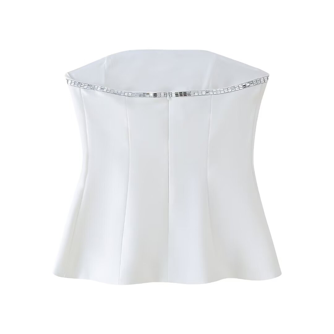 Summer Women Jewelry Inlaid Top Tube Top Short Type Skirt Set Women - Wanita Store