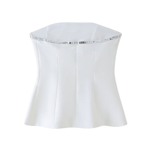 Summer Women Jewelry Inlaid Top Tube Top Short Type Skirt Set Women - Wanita Store