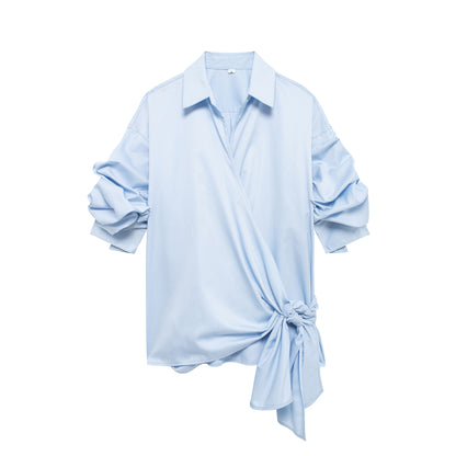 Summer Series Bowknot Decoration Poplin Shirt - Wanita Store
