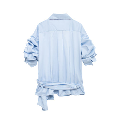 Summer Series Bowknot Decoration Poplin Shirt - Wanita Store