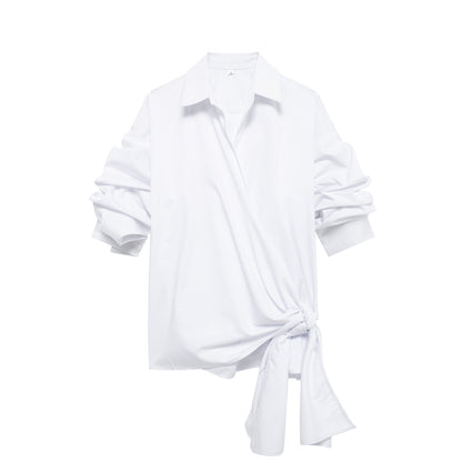 Summer Series Bowknot Decoration Poplin Shirt - Wanita Store
