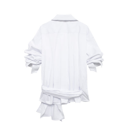 Summer Series Bowknot Decoration Poplin Shirt - Wanita Store