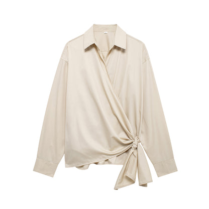 Summer Series Bowknot Decoration Poplin Shirt - Wanita Store