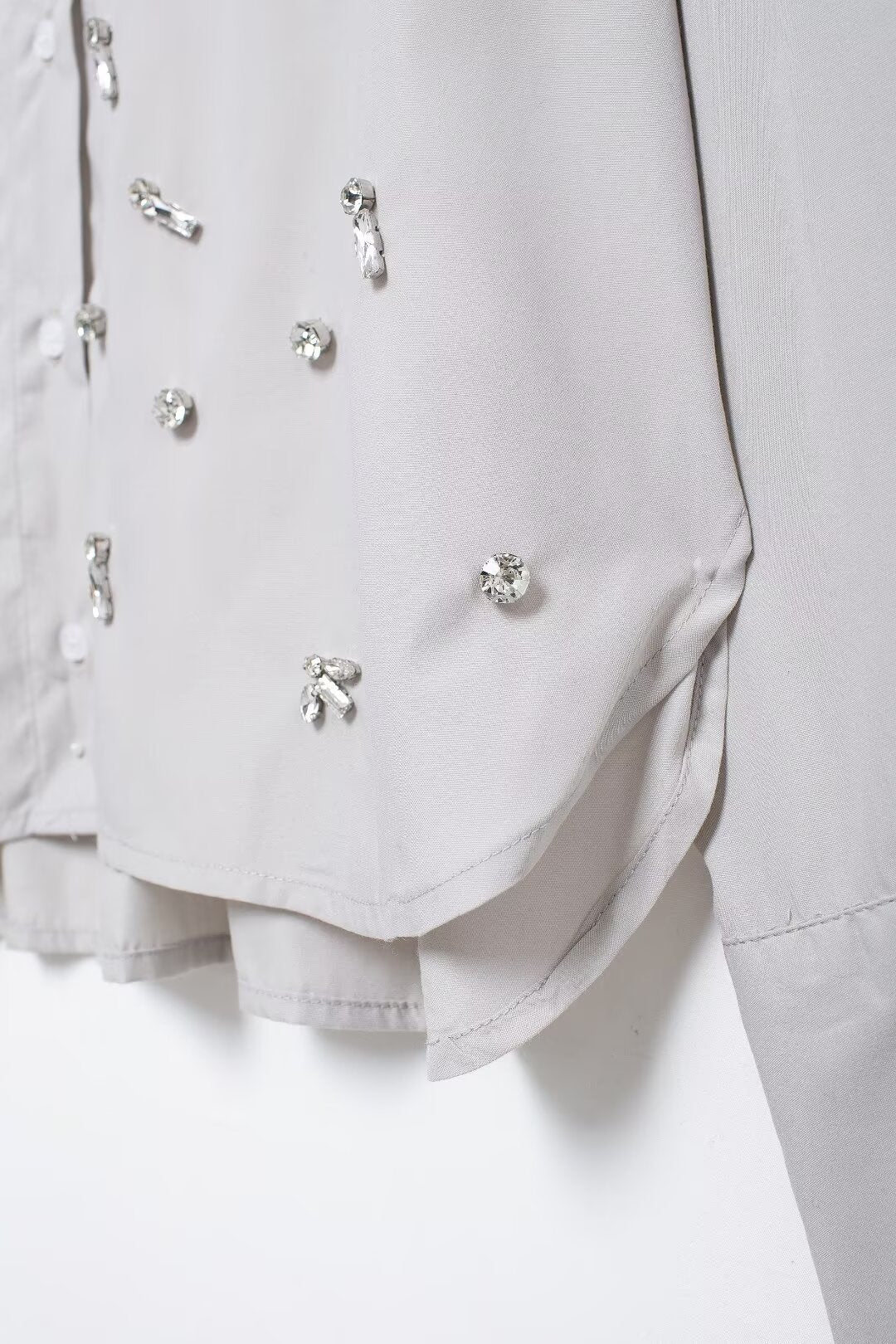 Autumn Artificial Jewelry Decoration Poplin Shirt Casual Shorts Women Suit - Wanita Store