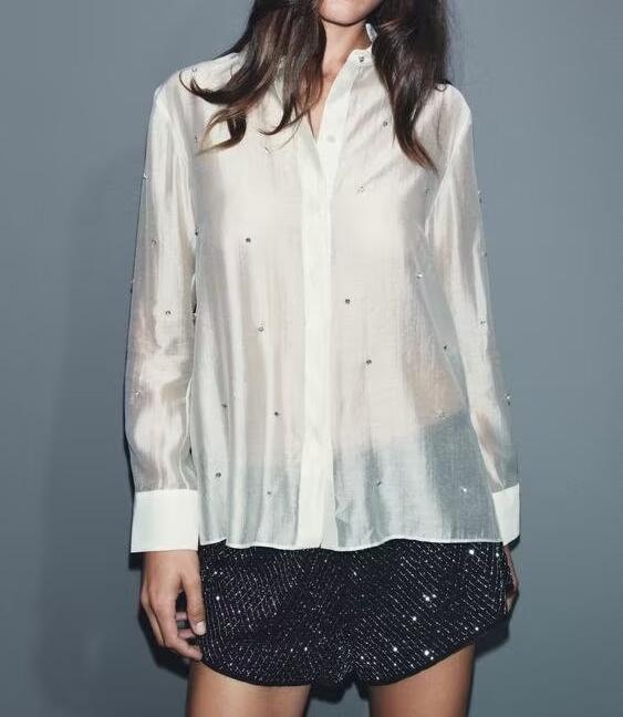 Women Clothing Classic Western Jewelry Embroidered Shirt - Wanita Store