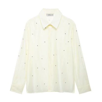 Women Clothing Classic Western Jewelry Embroidered Shirt - Wanita Store