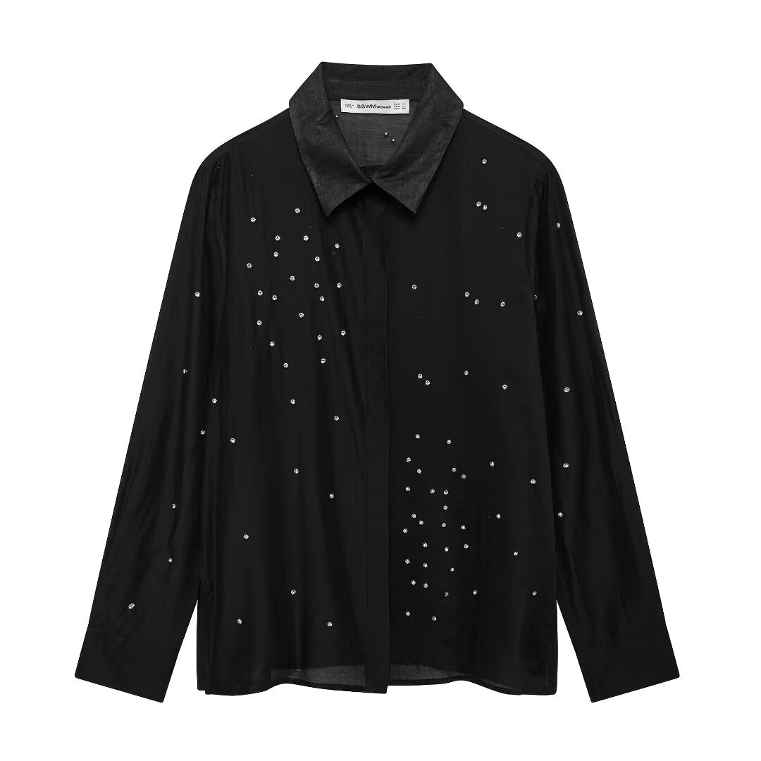 Fall Women Clothing Simple Jewelry Embroidery Shirt - Wanita Store