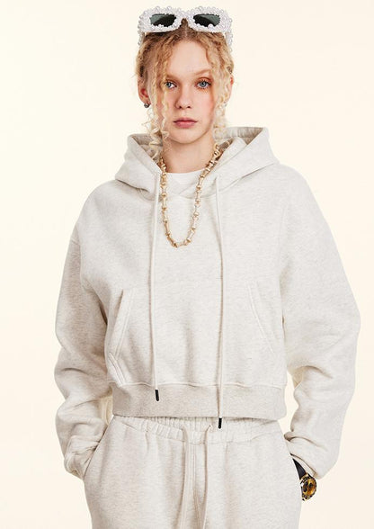 Clothing Autumn Winter Retro Hooded Pullover Women's Fleece-lined Thickened Sexy Short Women's Sweatshirt - Wanita Store
