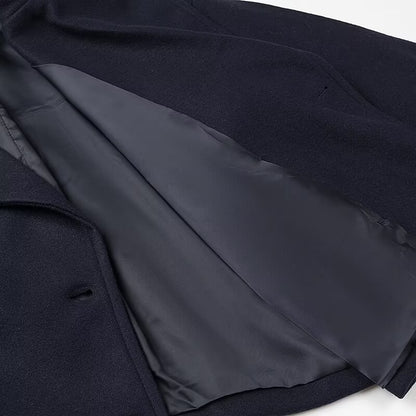 Women Clothing Autumn Winter Casual Collared Double Breasted Woolen Coat Top Women - Wanita Store