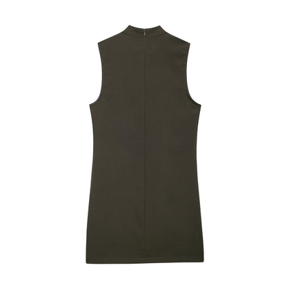 Fall Women Clothing Casual Simple Short Sleeveless Dress - Wanita Store