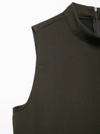Fall Women Clothing Casual Simple Short Sleeveless Dress - Wanita Store