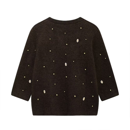 Autumn Jewelry Beaded Knitted Cardigan Coat - Wanita Store