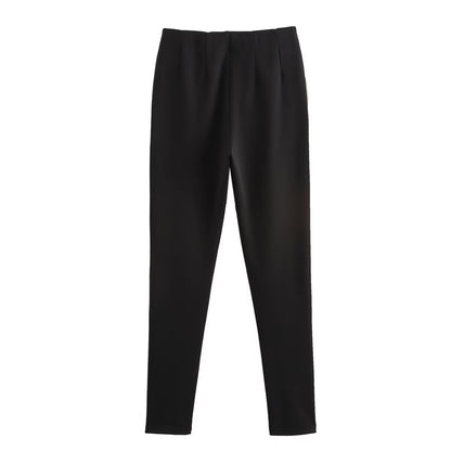 Autumn Women Clothing Jewelry Decorated Row Button Mid Waist Bottoming Trousers - Wanita Store