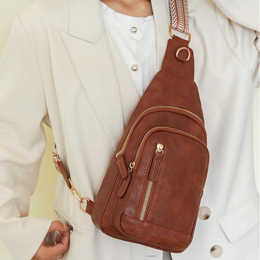 Trendy Retro Casual Chest Bag Women Trendy Office Soft Leather Cross Body Bag Exquisite Good looking Mom Bag